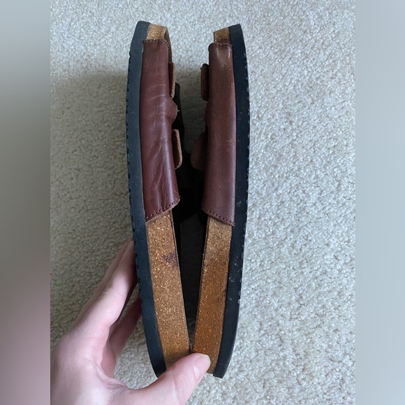 Lands’ end leather buckle slides slide sandals shoes size 11 - Picture 7 of 9